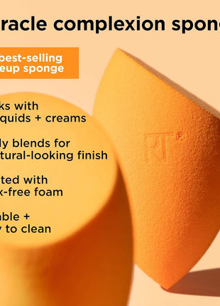 Real Techniques Miracle Complexion Sponge, 4 Pack, Makeup Blending Sponges | Makeup sponges for foundation, 3-point design, foundation applicator, latex-free beauty sponge