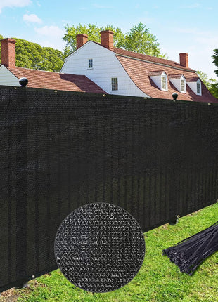 UPGRADE Privacy Screen 6' x 50' Fence Commercial Shade Cover with Brass Grommets Heavy Duty Perfect for Outdoor Back Yard, Black, Customizable