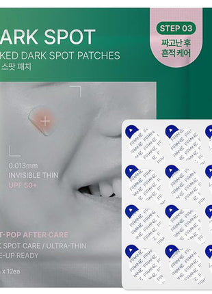 FRANZ Invisible Post-Acne Mark Patches, Tone-Care Dots (12 Count Trial) | 0.013mm matte film with niacinamide, tranexamic acid, glutathione & bakuchiol. UPF 50+ trial size, makeup-friendly