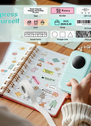 Phomemo D30 Label Maker Machine, Portable Bluetooth Mini Label Printer, Smartphone Handheld Thermal Sticker Small Labeler Multiple Templates Font Icon Inkless Custom Label for Home Kids School Items