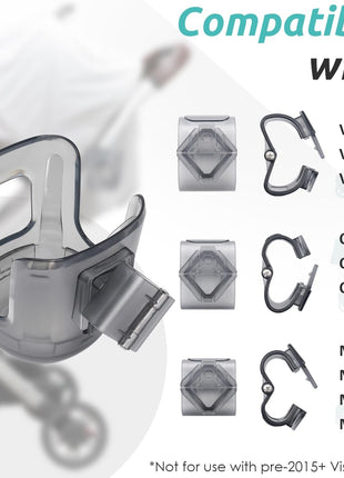 Stroller Cup Holder Fits for UPPAbaby Vista/Vista V2/Vista V3/Cruz/Cruz V2/Cruz V3/Minu/Minu V2/Minu V3/Minu Duo, Holds Different Drink Sizes, One-Hand Quick Install/Remove, Folds with Stroller