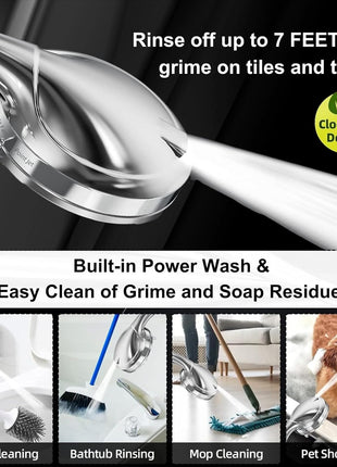 BESAQUO Shower Head,10 Functions High Pressure shower head with handheld, Built in Pause Mode & 2 Power Wash, Non Clogging Nozzles High Flow Hand Held Shower Head, Leakproof 6.5ft Hose&Metal Bracket