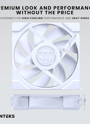 Phanteks M25-120 Gen2 Reversed Blade Triple Pack, 3X 120mm ARGB High Performance Cooling Fans, Daisy-Chain Unified Fan Frame, Infinity Mirror hub, Single Cable Connection, White