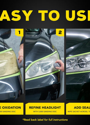 Meguiar's Ultimate Headlight Restoration Kit - The Perfect Headlight Repair Kit to Remove Yellowing and Cloudiness from Headlights - Easy to Use and Seals Headlights with 18 Plus Months of Protection
