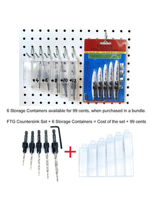 FTG USA Countersink Drill Bit Set 5 Pc #4#6#8#10#12 Tapered Drill Bit for Woodworking