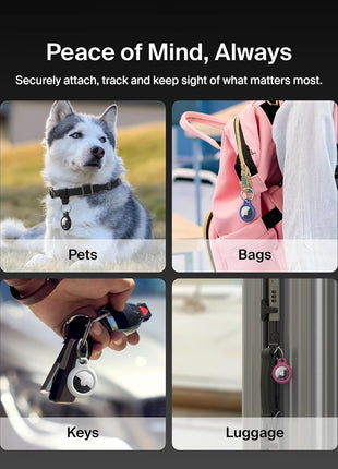 Belkin Apple AirTag Secure Holder with Key Ring - Durable, Scratch-Resistant Case with Open Face & Raised Edges - Protective AirTag Keychain Holder Accessory for Keys, Pets, Luggage, & More - Blue
