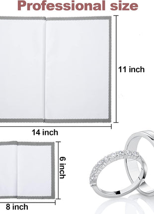 PINGMIC 6 Jewelry Cleaning Cloth, Professional Silver Polishing Cloth for Jewelry Sterling Silver Gold Platinum Copper Diamond, Multi-Layer polishing Cloths (11'' x 14'' * 2 Pcs, 4'' x 8'' *4 Pcs)