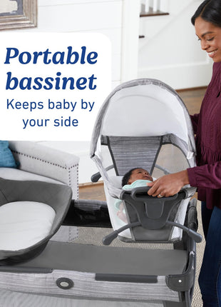 Graco Pack 'n Play Close2Baby Bassinet Playard Features Portable Bassinet Diaper Changer and More, Derby