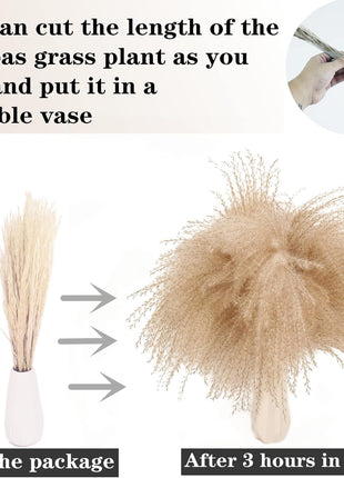 Dried Pampas Grass Decor, 100 Stems Pampas Grass Contains Bunny Tails Dried Flowers, Reed Grass Bouquet for Wedding Boho Flowers Home Table Decor, Rustic Farmhouse Party (17 inch, White and Brown)