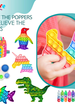 120 Pcs Fidget Toys Pack, Pop Sensory Party Favors Set Gifts for Kids Adults Boy Girl Stocking Stuffers Autistic Bulk Goodie Bag Filler Treasure Box Classroom Prizes School