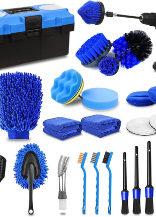 TTRCB 27Pcs Car Detailing Kit, Car Cleaning Kit, Car Detailing Brush Set, Drill Brush Set, Car Detailing Brushes, Car Wash Kit, Car Accessories, Car Cleaning Supplies for Interior, Exterior, Wheels