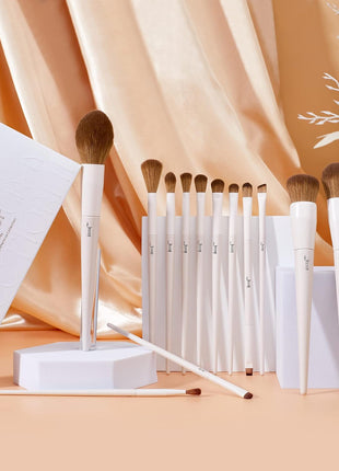 Jessup Makeup Brushes 14Pcs Makeup Brush Set Premium Synthetic Powder Foundation Contour Blush Concealer Eye Shadow Blending Liner Make Up Brush Kit Light Grey T329