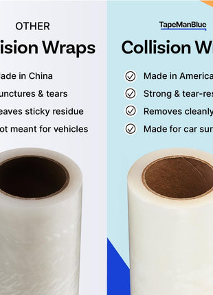 Crash Wrap, 36 inch x 100 feet, Clear Collision Wrap for Damaged Vehicles & Car Windows, Removes Cleanly, Made in America