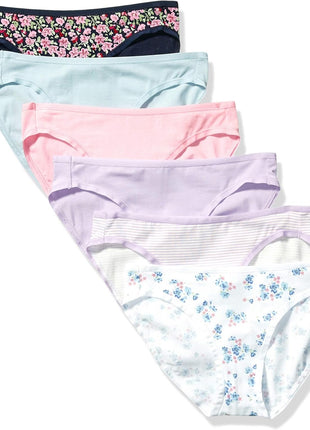 Amazon Essentials Women's Breathable Cotton Bikini Brief Underwear with Full Coverage, Multipacks