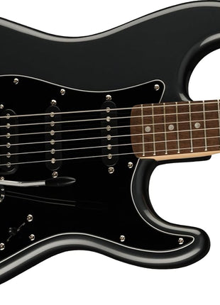 Squier Affinity Series Stratocaster Packs Electric Guitar, Charcoal Frost Metallic, Laurel Fingerboard | Hss Strat Pack, Indian Laurel Fingerboard, Poplar Body, Includes Frontman 15g Amp, Gig Bag, Cable, Strap and Picks, 21 Frets