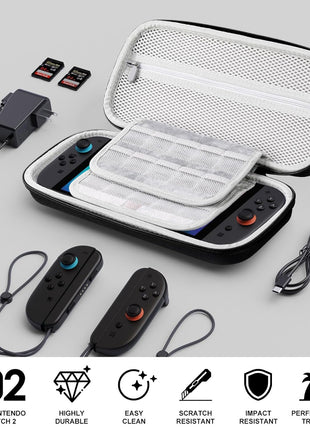 Lmcpa Carrying Case for Nintendo Switch 2 (2025) 7.9 Inch, Protective Hard Shell Portable Switch Travel Case, Lightweight and Large Capacity, Accessories for Switch 2, Black