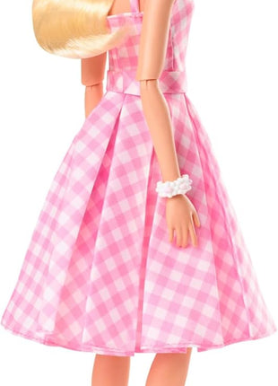 Barbie The Movie Doll, Margot Robbie as, Collectible Doll Wearing Pink and White Gingham Dress with Daisy Chain Necklace