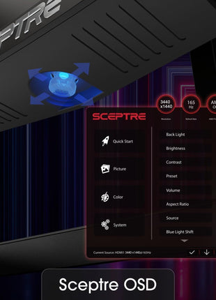 Sceptre 34-Inch Curved Ultrawide WQHD Monitor (3440 ? 1440), R1500, up to 180Hz/165Hz, DisplayPort x2, 99% sRGB, 1ms, Built-in Speakers, Machine Black, 2025 (C345B-QUT168)