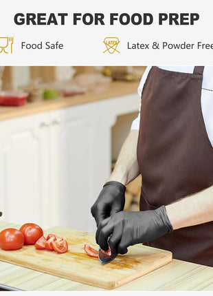 SWIFTLITE Black Vinyl Gloves, Food Grade Gloves Disposable Latex Free & Powder Free, Guantes for Cleaning Cooking Food Prep (100, Medium)