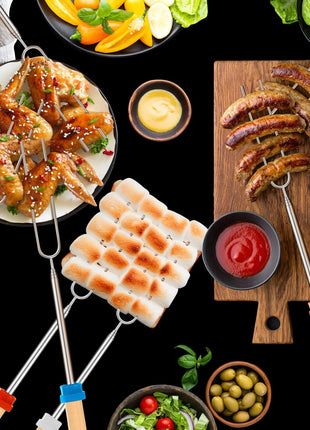 Marshmallow Roasting Sticks, Telescoping Smores Sticks for Open Fire Pit, 32 Inch Long Marshmallow Toasting Barbecue Forks S'mores Skewers for Campfire Camping Hotdog Hot Dog Bonfire Grill, 5 Pack