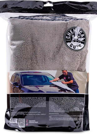 Chemical Guys Woolly Mammoth Large Microfiber Drying Towel - 36 x 25 Inch Gray, Ultra Plush Super Absorbent Car Drying Towel for Cars, Trucks, SUVs, Motorcycles, RVs, and Auto Detailing