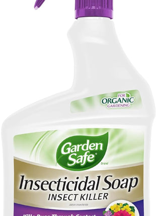 Garden Safe Brand Insecticidal Soap Insect Killer, 32 Fluid Ounces, For Organic Gardening, Kills Bugs Through Contact