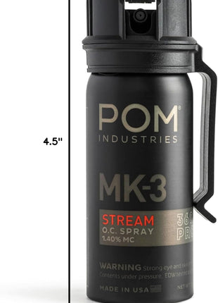 POM MK3 Pepper Spray, Belt Clip Model, Maximum Police Strength OC with UV Marking Dye, Quick Flip Top Safety, 360° Performance at Any Angle, Powerful Accurate Stream, 18 ft Range, 1.8 fl oz