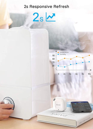 Govee Bluetooth Hygrometer Thermometer, Wireless Thermometer, Mini Humidity Sensor with Notification Alert, Data Storage and Export, 262 Feet Connecting Range