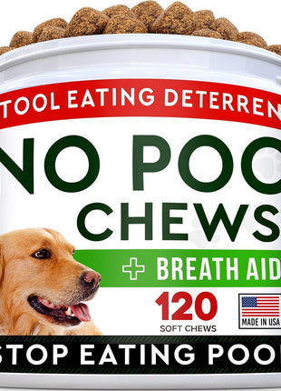 No Poo Treats + Dog Probiotics for Picky Eaters Bundle - No Poop Eating for Dogs + Chewable Fiber Supplement - Digestive Enzymes + Prebiotics - Coprophagia Stool Eating Deterrent + Improve Immunity