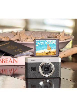 KODAK PIXPRO C1 Friendly Zoom Digital Camera - 13MP Compact Point and Shoot with 2.8??180? Tilt LCD Flip Screen, Retro Vintage Design with 4X Zoom and 1080P Full HD Video for Travel, Vlogging, Black