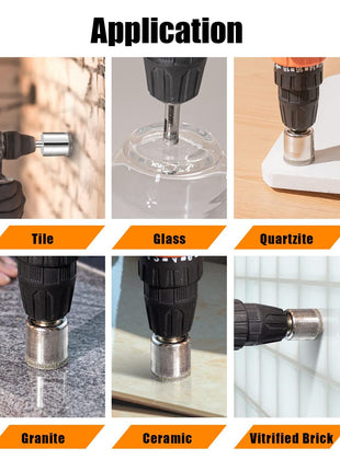 Diamond Drill Bits Set, 10 PCS Diamond Hole Saw Set, Glass Drill Bit for Ceramic Tile Porcelain Marble Granite Stone Bottles