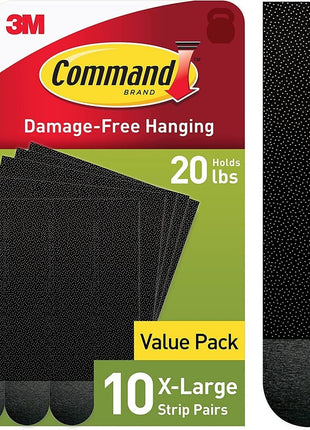 Command 20 lb XL Heavyweight Picture Hanging Strips 10 Pairs (20 Command Strips), Damage-Free Hanging Picture Hangers, Heavy Duty Great for Home Decor, Black Adhesive