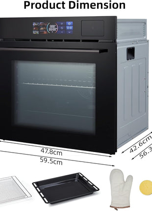 24" Single Wall Oven, 2.5 Cu.ft. Built-in Electric Wall Oven with 8 Cooking Functions, 360° ROTATING ROTISSERIE, Touch Control, Timer, Stainless Steel Wall Oven for Kitchen