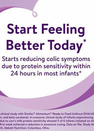 Similac Alimentum with 2'-FL HMO Hypoallergenic Infant Formula, for Food Allergies and Colic Due to Protein Sensitivity, Ready-to-Feed Baby Formula, 8-fl-oz Bottle, Pack of 24