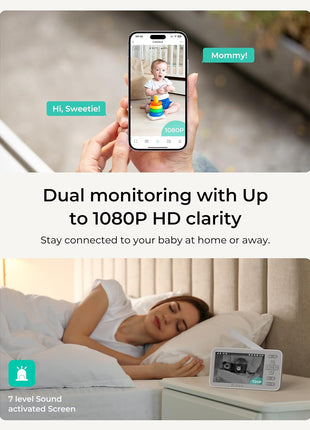 Dr.Care VistaView Lite Smart WiFi Baby Monitor - 4inch 720P Split Screen & 1080P Camera App Control, Motion Alerts, HD Night Vision, Triple Security, 2-Way Talk, Video Recording, Multi-User