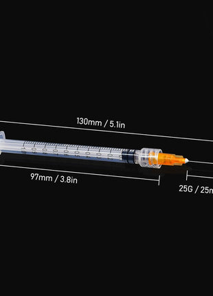 Disposable 1ml syringe with 25G 1inch Lab Supplies, Individually Packaged 50Pack