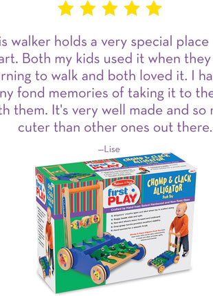 Melissa & Doug Deluxe Chomp and Clack Alligator Wooden Push Toy and Activity Walker