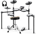 Donner Electric Drum Set, DED 70 Electronic Drum Kit for Beginner with 150 Sounds, 4 Quiet Mesh Pads, 9 inch Cymbals, USB MIDI, Type C Charging, 2 Pedal, Throne, Headphones, Sticks, Melodics Lessons