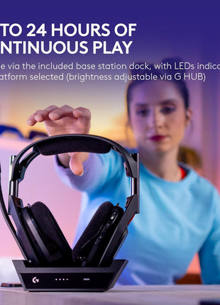 Logitech G Astro A50 Multi-Platform Wireless Gaming Headset + Base Station for PS5/Xbox/PC: PLAYSYNC Audio Switcher, <16bit/48kHz (Console), <24bit/48kHz (PC), 24hr Battery, 2.4GHz & BT - Black