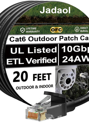 Jadaol Cat 6 Ethernet Cable 50 ft, Outdoor & Indoor 10Gbps Support Cat8 Cat7 Network, Flat RJ45 Internet LAN Computer Patch Cable for Router, Modem, Switch, Gaming Consoles, Streaming Devices, White