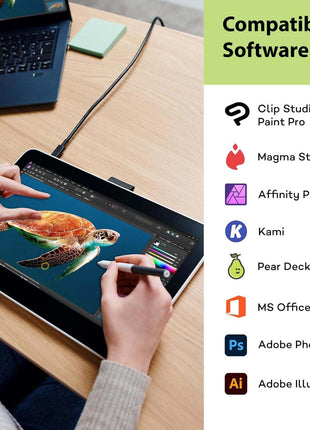 Wacom One 12 Drawing Tablet with Screen, 11.6 inch HD Full-Laminated Digital Art Tablet with Creative Software and Training, Graphics Drawing Pad for Mac, Windows PC, Chromebook