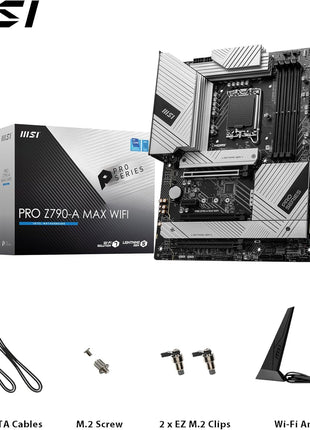 MSI PRO Z790-A MAX WiFi ProSeries Motherboard (Supports 12th/13th/14th Gen Intel Processors, LGA 1700, DDR5, PCIe 5.0, M.2, SATA 6G, 2.5Gbps LAN, USB 3.2 Gen2, Wi-Fi 7, Bluetooth 5.4, ATX)