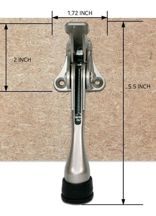 One Touch Kickdown Door Stopper, Door Holder, Heavy Duty Door Stops, Bottom of Door, Height-Adjustable Rubber Tips by HASHI (Satin Nickel 4 inch x 1pack)