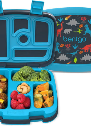 Bentgo Kids Prints Leak-Proof 5-Compartment Bento-Style Kids Lunch Box | Ideal Portion Sizes for Ages 3-7, Durable, Drop-Proof, Dishwasher Safe, PFAS & BPA-Free Materials (Dinosaur)