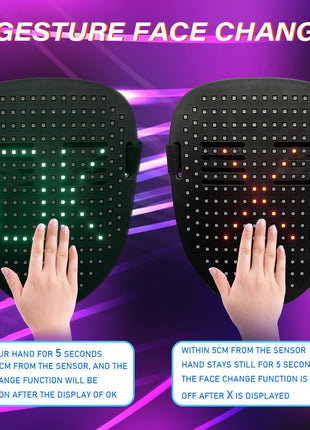 Depointer Life Led Mask with Gesture Sensing,Unisex LED Lighted Face Transforming Mask for Costume Cosplay Party Masquerade