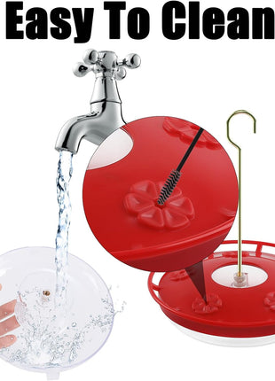 FEED GARDEN Hummingbird Feeders for Outdoors, 2 Pack 16oz Leak-Proof Disc Feeder with Built-in Ant Moat, 5 Feeding Ports, Wide Mouth Easy Clean, BPA-Free Plastic for Garden Patio Backyard