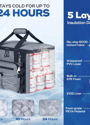 Maelstrom Soft Sided Cooler Bag, 30/40 Can Collapsible Insulated Ice Chest, Large Leakproof Portable Storage for Camping, Travel, Kayaking & Beach