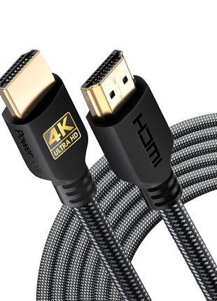PowerBear 4K HDMI Cable 10 ft | High Speed Hdmi Cables, Braided Nylon & Gold Connectors, 4K @ 60Hz, Ultra HD, 2K, 1080P, ARC & CL3 Rated | for Laptop, Monitor, PS5, PS4, Xbox One, Fire TV, & More