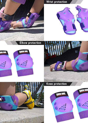 Kids/Youth Knee Pads Elbow Pads Wrist Guards 3 in1Protective Set, for 3-15 Years Child Roller Skates, Cycling, Inline Skating, Skateboard, BMX Bike, Balance Bike, Scooter Riding Sports