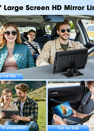 Topexplore 9" Carplay Screen for Car, Upgrade Portable Touchscreen | Car Play & Android Auto with Bluetooth, Mirror Link, Voice Control, Hands-Free Calling, Plug & Play for Family Road Trip